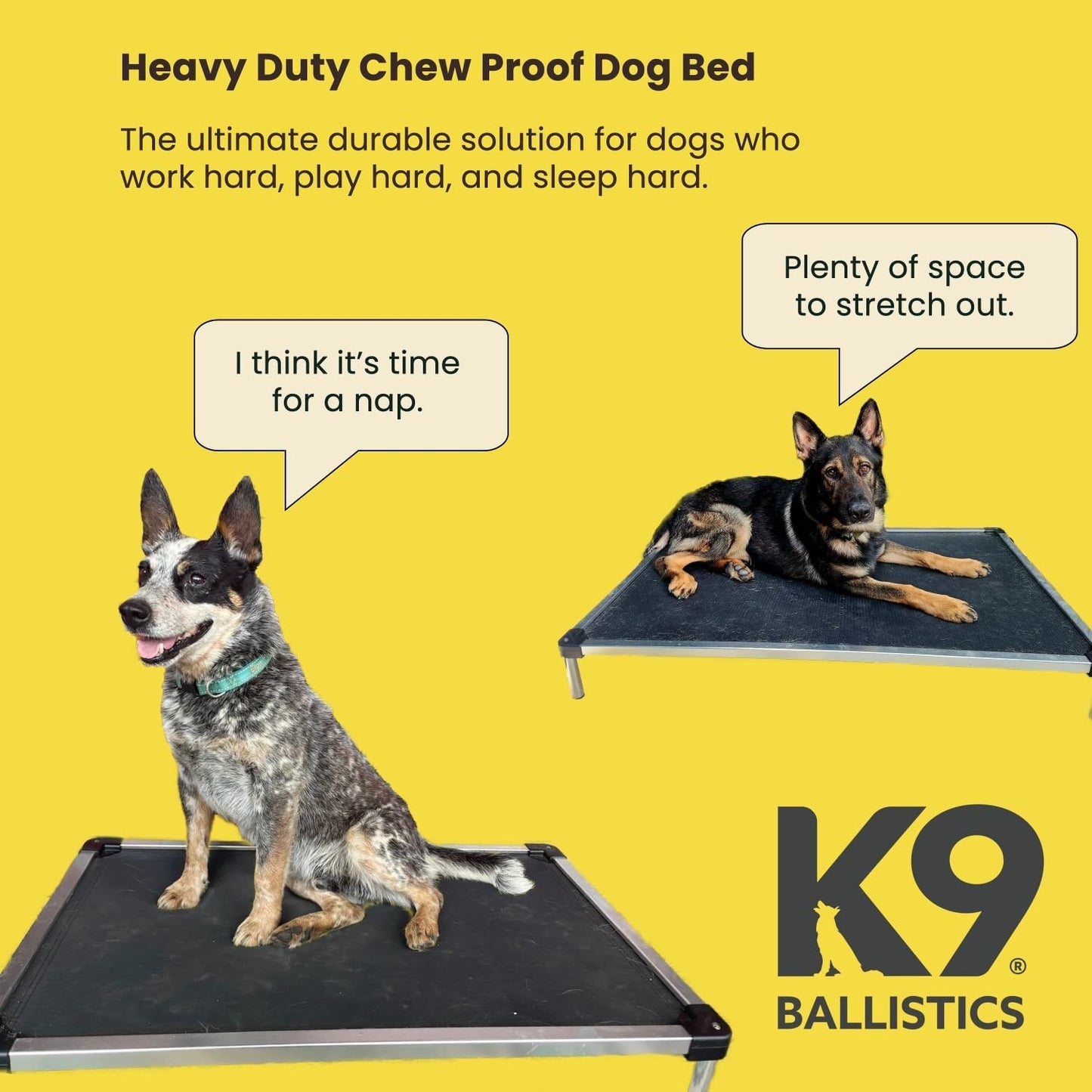 Chew Proof Elevated Cooling Outdoor Cot Bed for Small Dogs & Puppies - Virtually Indestructible, Preassembled, Withstands Aggressive Chewers - S, Black Mesh